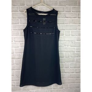 Banana Republic Black Sequin Dress Womens Size 8 Chiffon Layers Chic